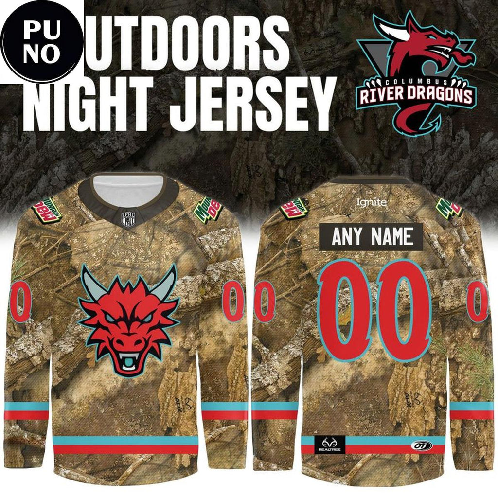 Columbus River Dragons x Outdoors Night 2026 Personalized Hockey Jersey