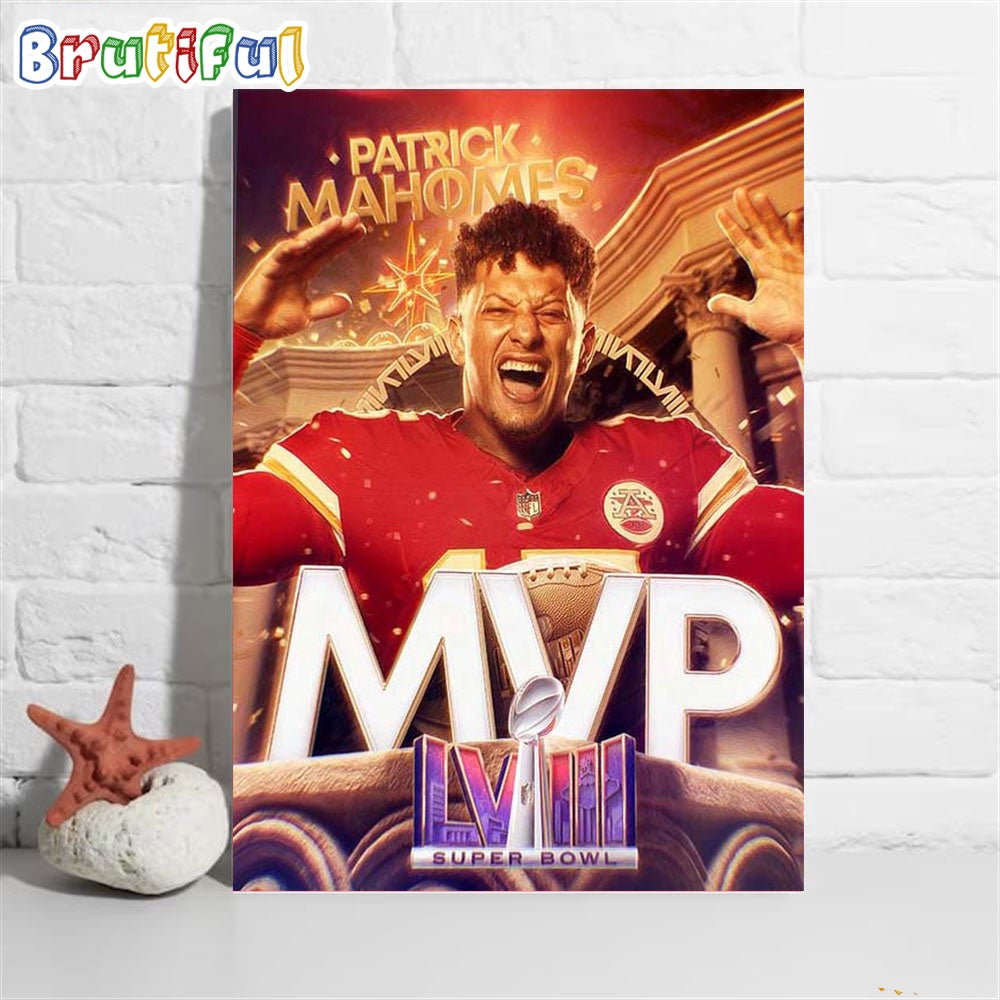 Congratulations Patrick Mahomes 3x Super Bowl MVP Poster Canvas