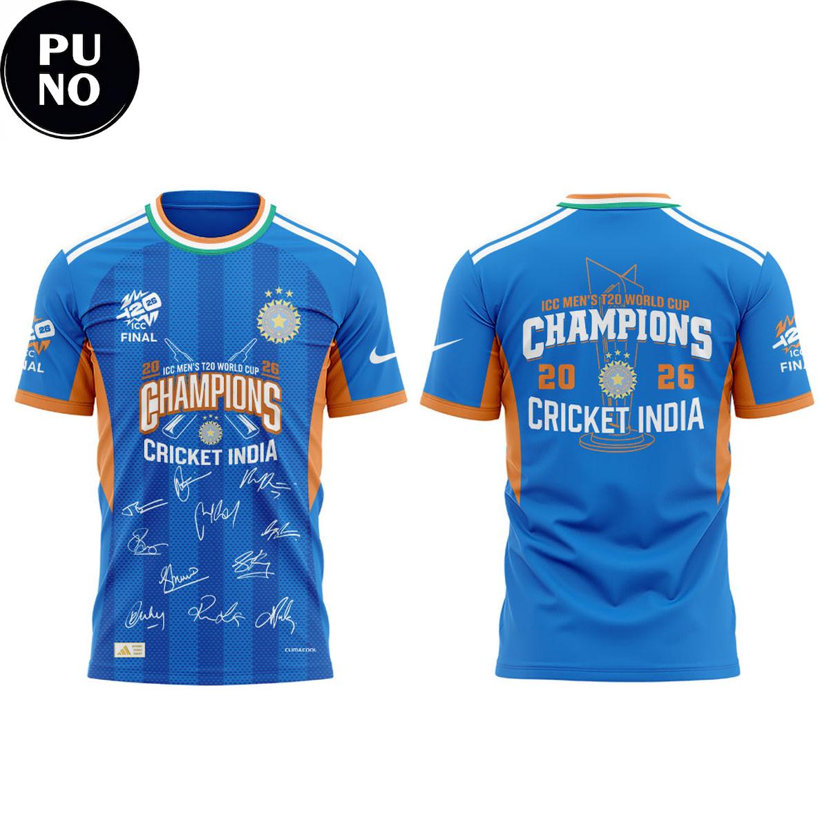 Cricket India 2026 ICC Men’s T20 World Cup Champions Hoodie T-Shirt
