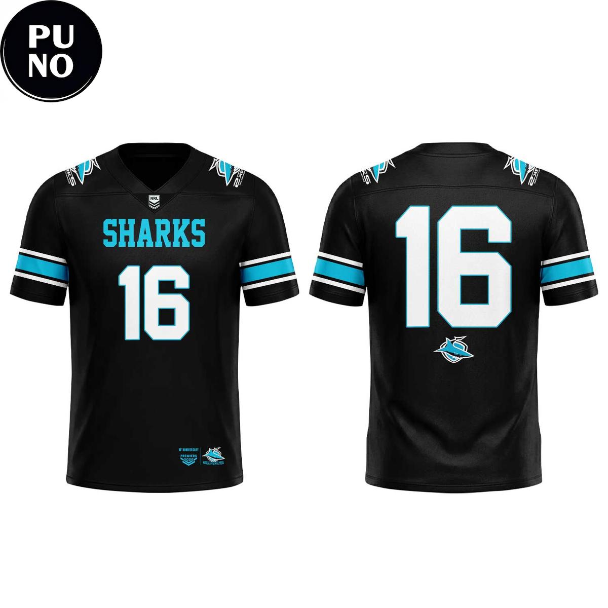 Cronulla Sharks 2026 Premiers Anniversary Range Personalized Football Jersey