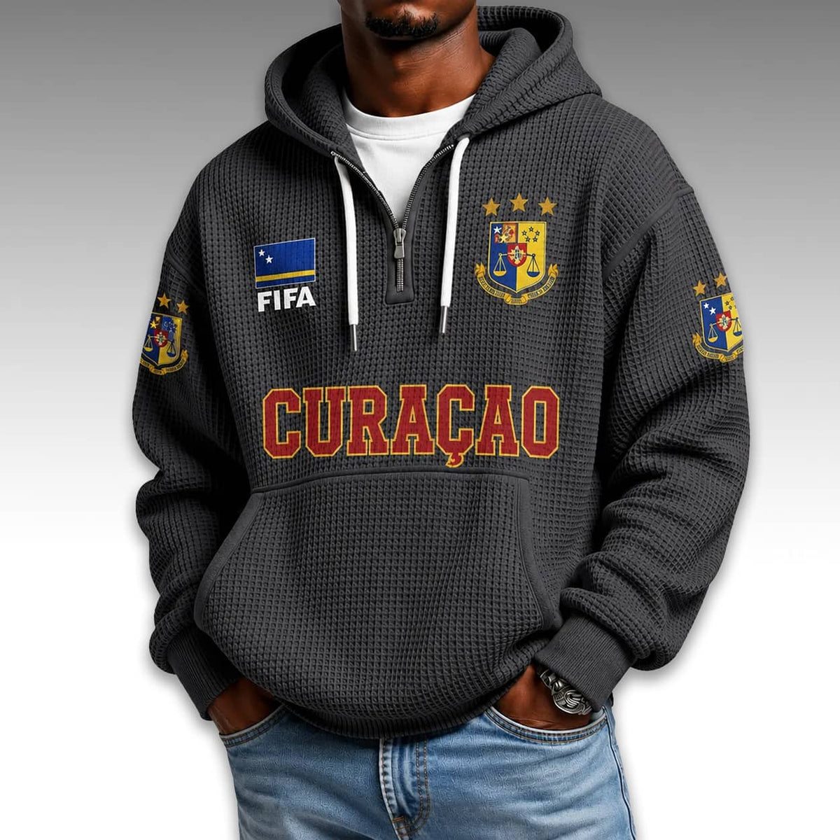 Curacao World Cup 2026 Waffle Quarter Zip Hoodie