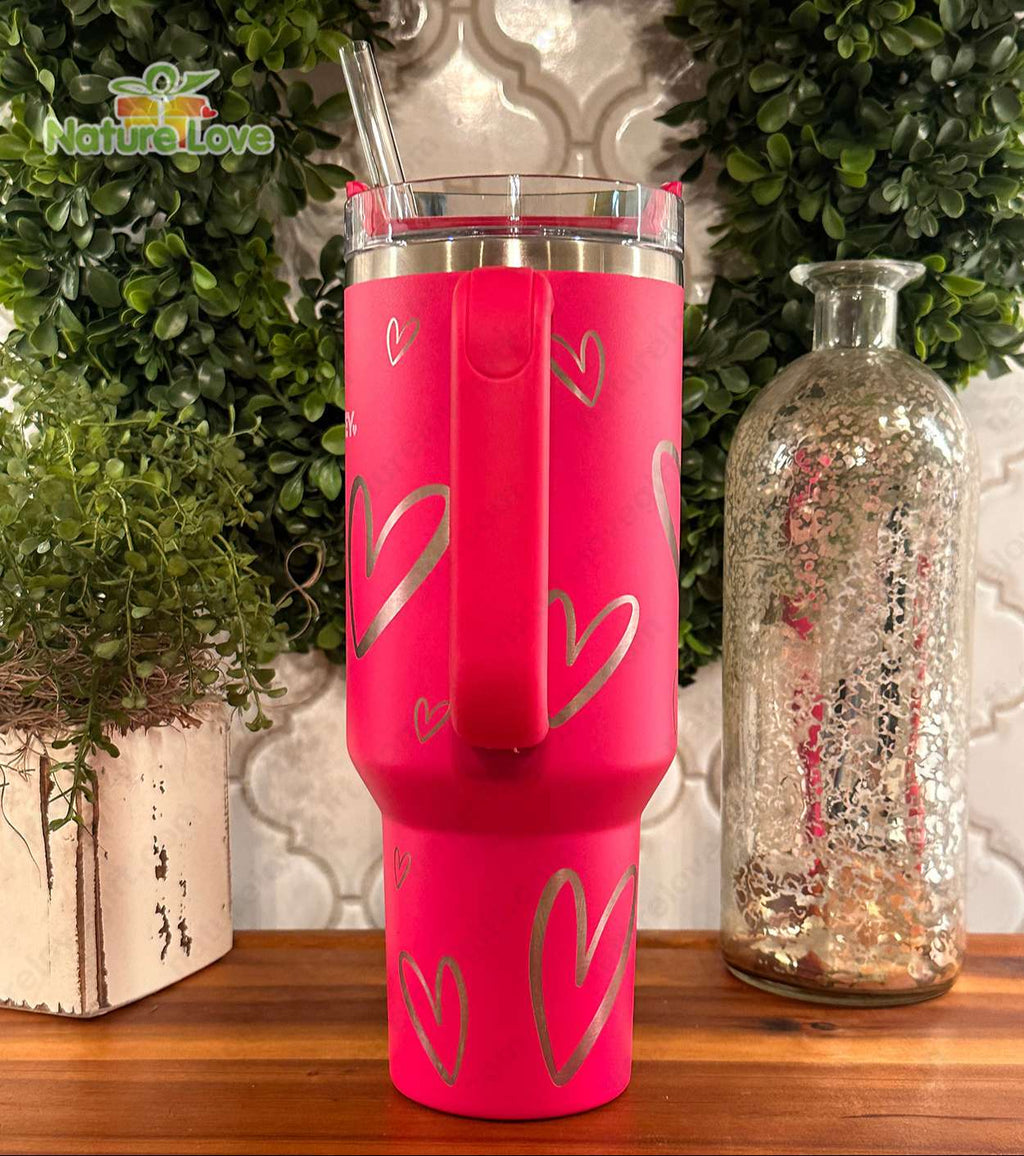 Custom 40oz Laser Engraved Tumbler with Name Valentines Day Gift