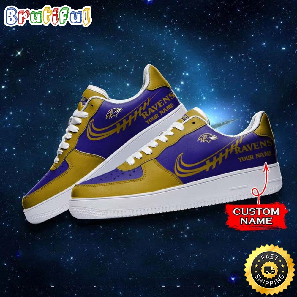 Custom NFL Baltimore Ravens Air Force 1 Shoes Sneaker Football Shoes For Sport Fans
