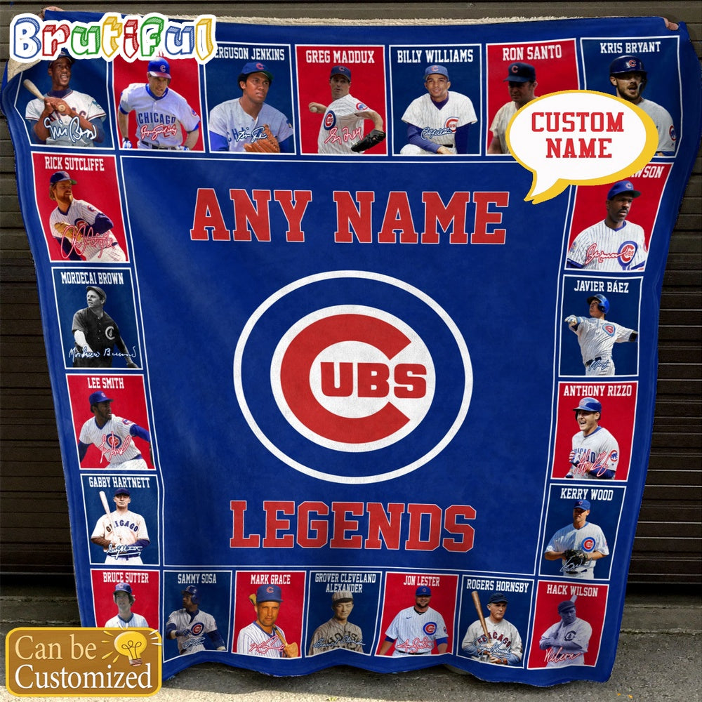 Custom Name MLB Chicago Cubs Legends Blanket