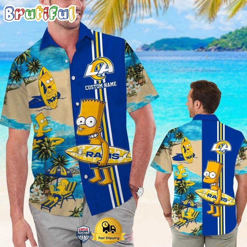 Custom Name NFL Los Angeles Rams Special Bart Simpson Tropical Hawaiian Shirt