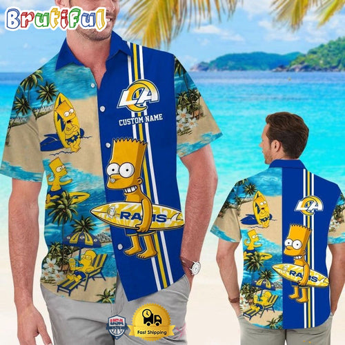 Custom Name NFL Los Angeles Rams Special Bart Simpson Tropical Hawaiian Shirt