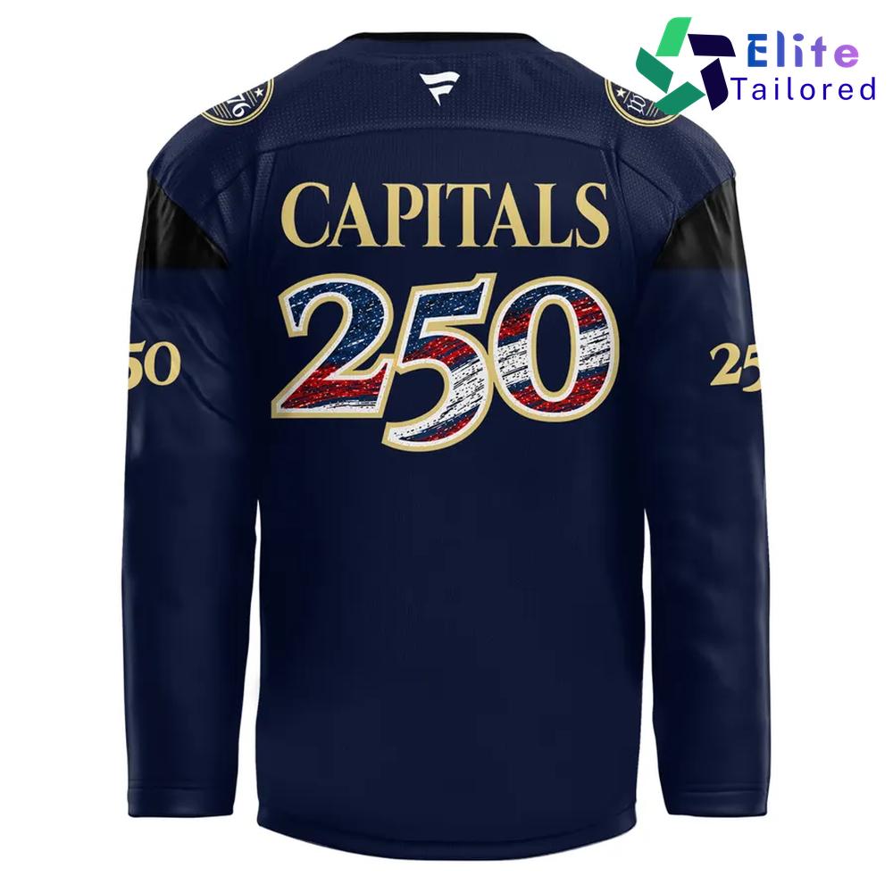 Custom Washington Capitals America 250th Anniversary Navy Hockey Jersey