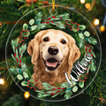 Custom Photo Dog/Cat Portrait - Personalized Circle Acrylic Ornament - Christmas Gift For Pet Loss, Sympathy Gift for Cat, Dog Lovers