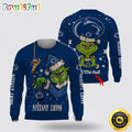 Custom Name NCAA Penn State Nittany Lions Ugly Sweater Grinch Funny Christmas Football Sweater