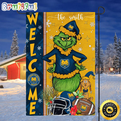 Customize NCAA Northern Colorado Bears Garden Flag Grinch Football Christmas Welcome Garden Flag