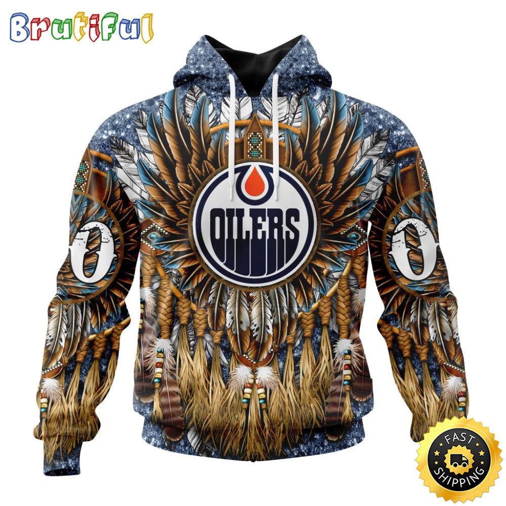 Customized NHL Edmonton Oilers Hoodie Special Native Costume Design 3D Hoodie Unisex Tshirt Hoodie
