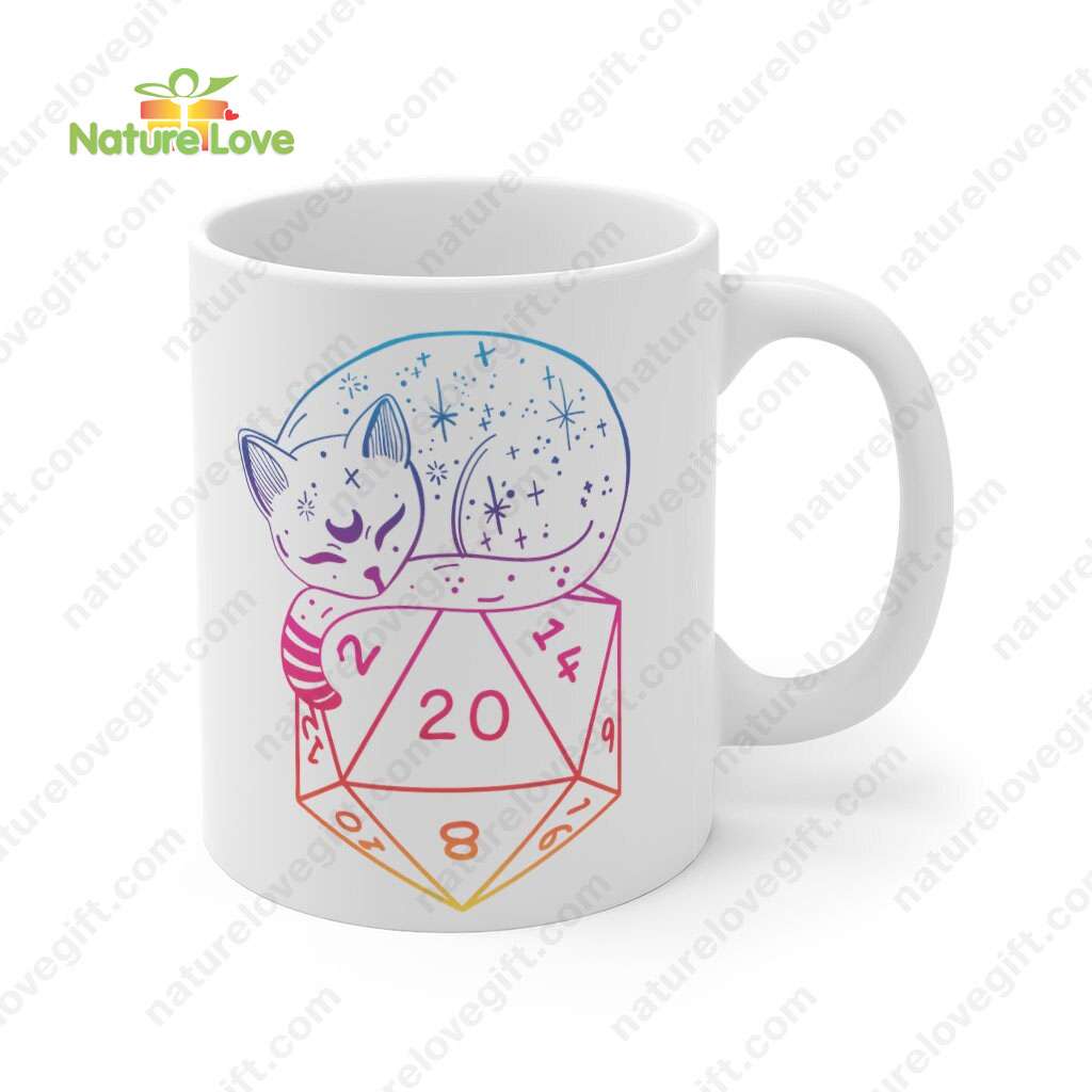 D20 Cat Dungeons and Dragons Mug DnD Gift