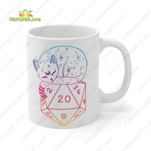 D20 Cat Dungeons and Dragons Mug DnD Gift