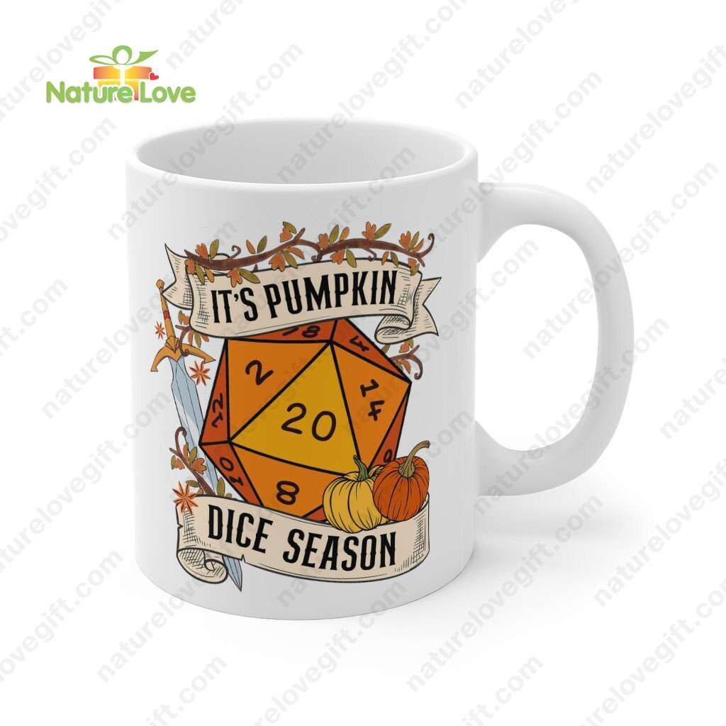 DND Fall Pumpkin Halloween Dice Mug DnD Dungeons and Dragons Gift