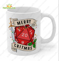 DND Merry Christmas Dice D20 Mug DnD Dungeons and Dragons Gift