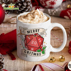 DND Merry Christmas Dice D20 Mug DnD Dungeons and Dragons Gift