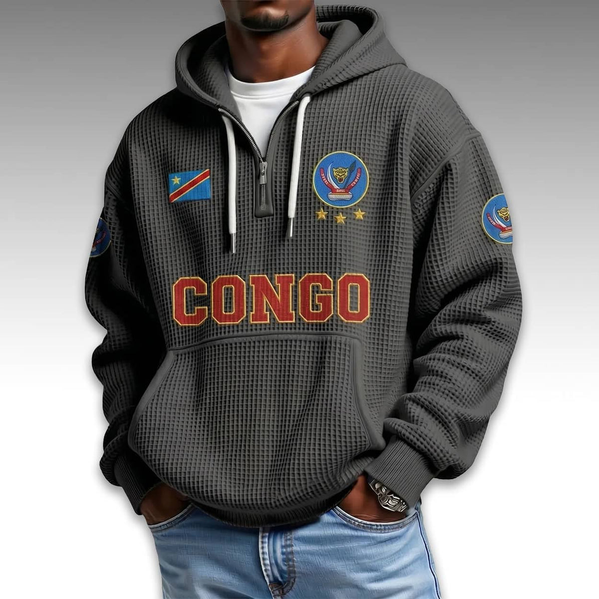 DR Congo World Cup 2026 Waffle Quarter Zip Hoodie