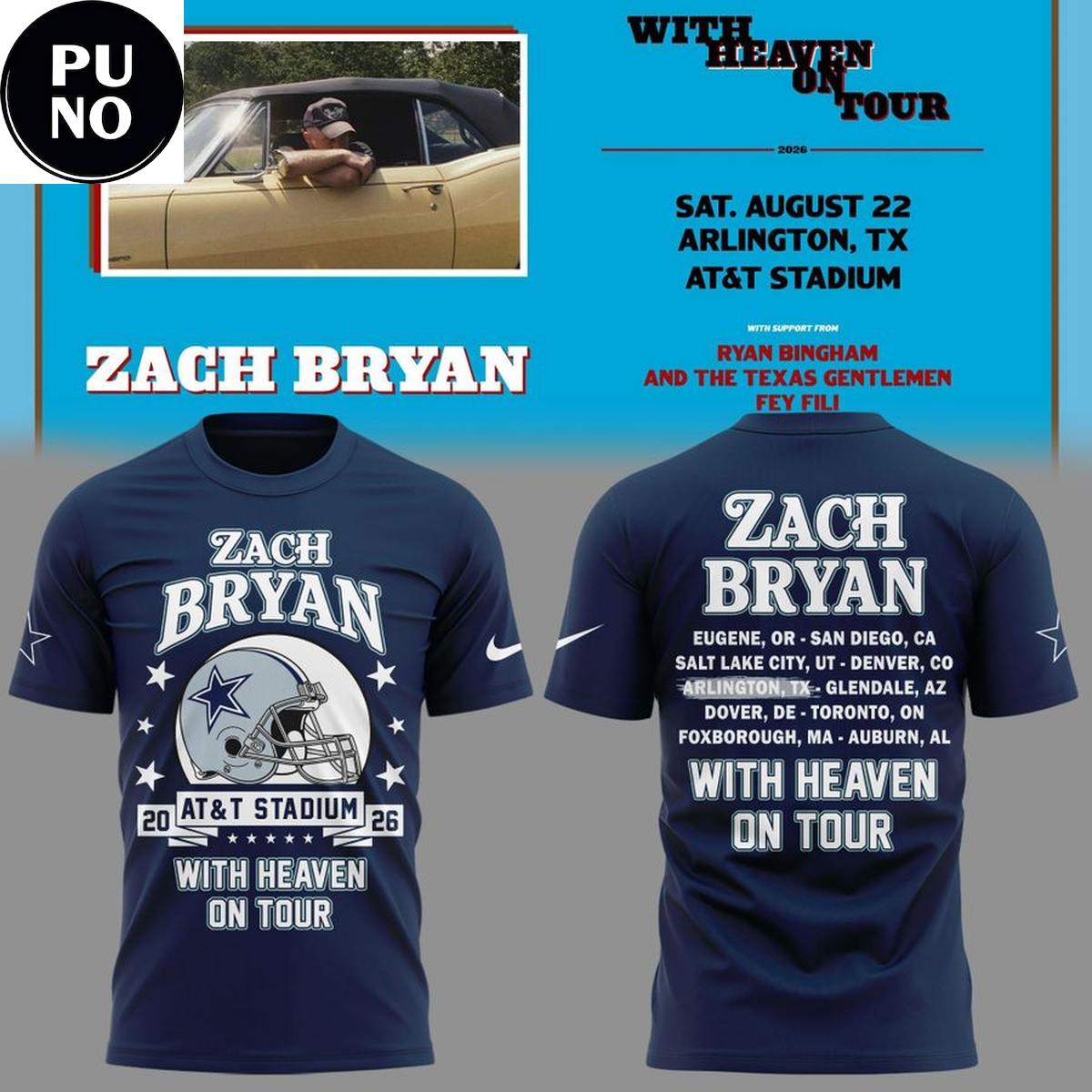 Dallas Cowboy x Zach Bryan With Heaven On Tour 2026 Hoodie T-shirt