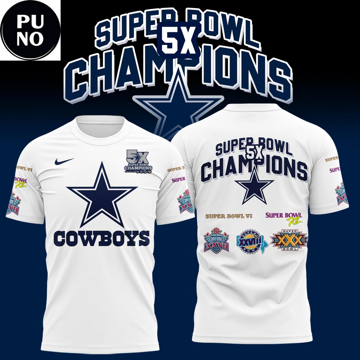Dallas Cowboys 5 Time Super Bowl Champions Patch Throwback Hoodie Shirt