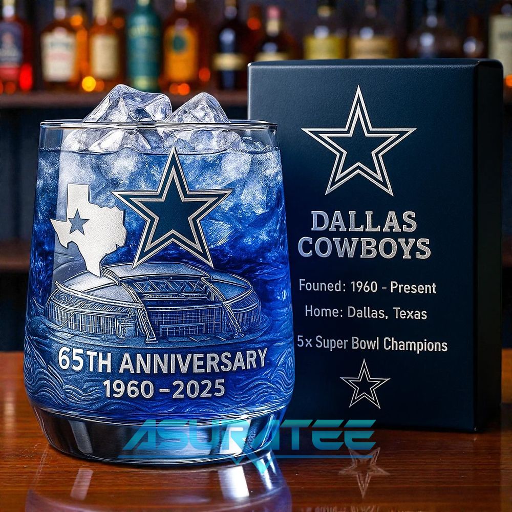 Dallas Cowboys 65th Anniversary Whiskey Glass