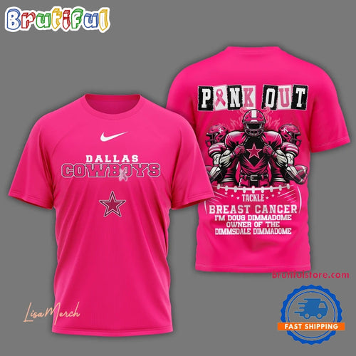 Dallas Cowboys Football Pink Out Tackle Breast Cancer New Design Pink T Shirt