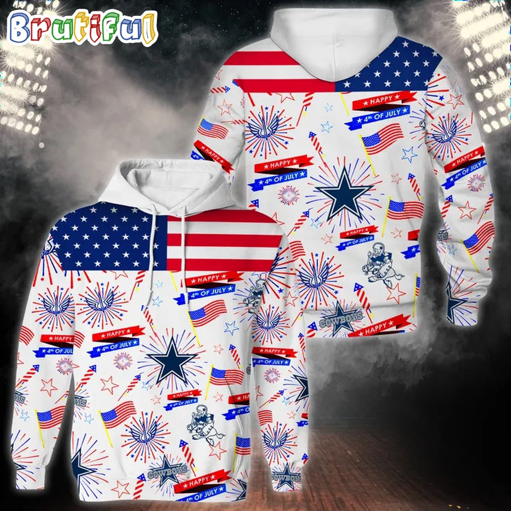 Dallas Cowboys Happy Independence Day 4th Of July 3D Hoodie
