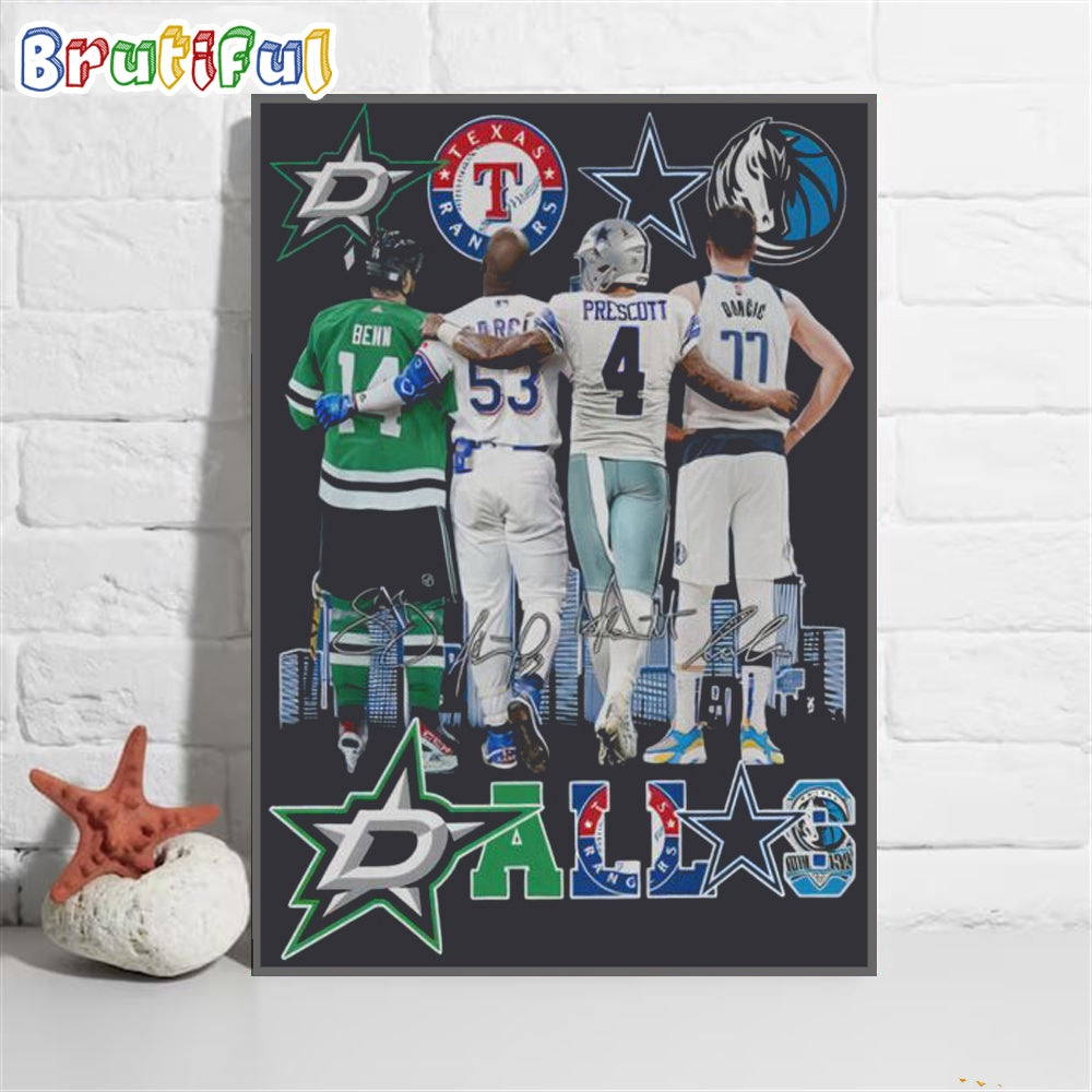 Dallas Sport Team Player 2024 Signatute Wall Art Poster Canvas