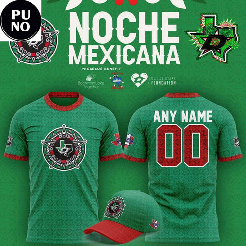 Dallas Stars Noche Mexicana 2026 Green Personalized T-Shirt