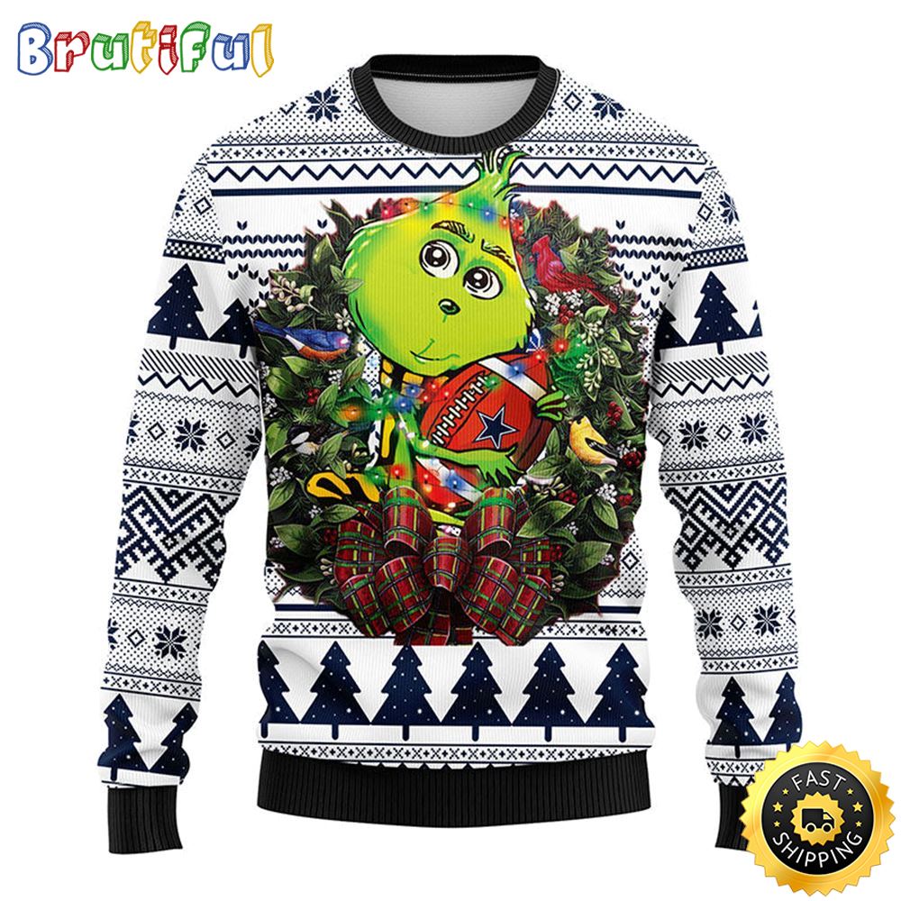 Dallas Cowboys Christmas Ugly Sweater Grinch Hug Xmas Day Show Your Team Spirit