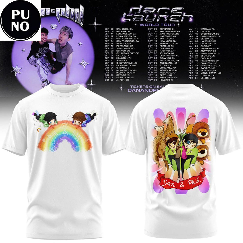 Dan and Phil The Hard Launch World Tour 2026 Cartoon Hoodie T-Shirt