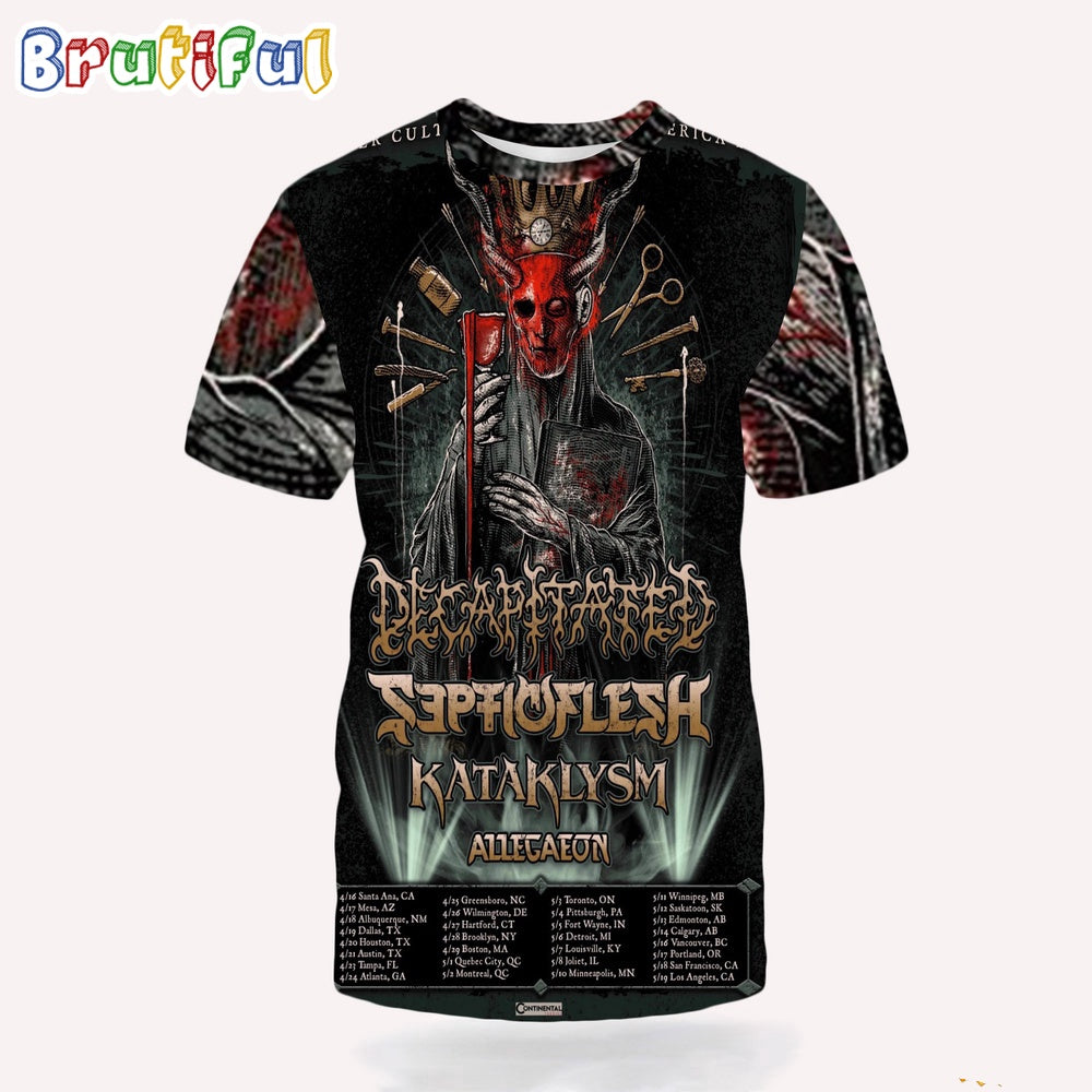Decapitated And Septicflesh Kataklysm Allegaeon Tour 2024 3D Shirt