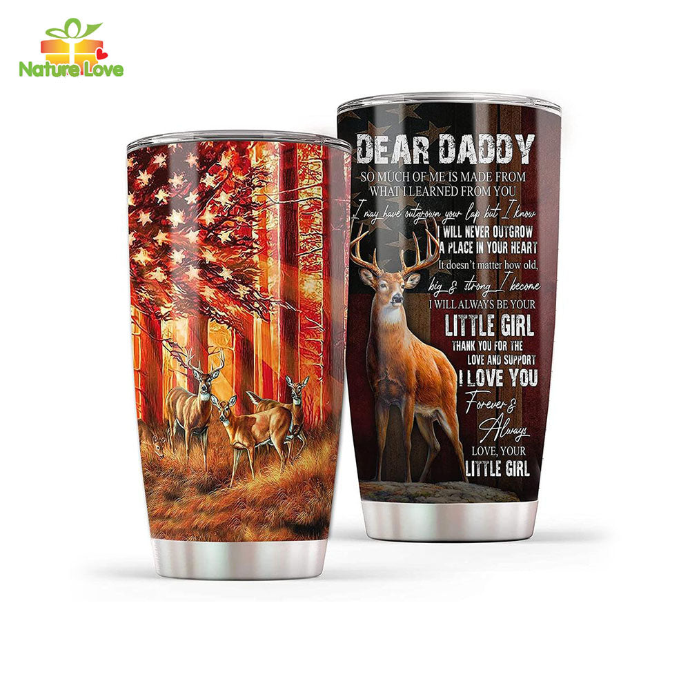 Deer Hunting Dad Tumbler, Father’s Day Gifts from Daughter, Dear Daddy Gift from Little Girl