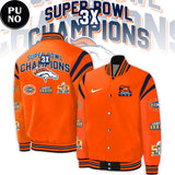 Denver Broncos 3 Time Super Bowl Champions Patch Throwback Baseball Jacket