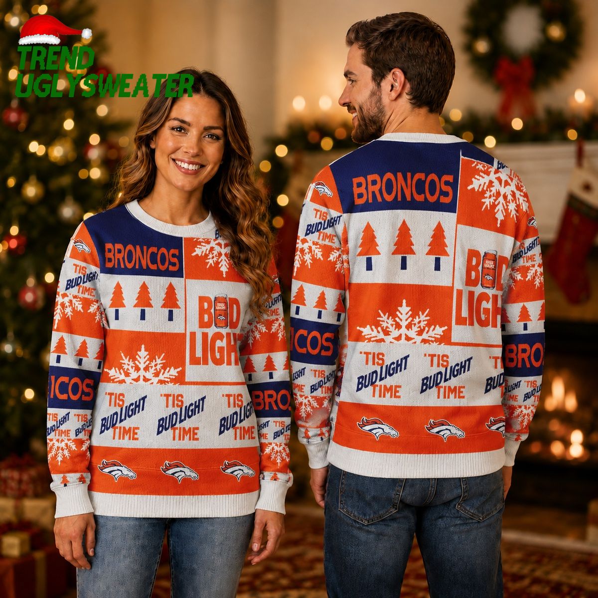 Denver Broncos Bud Light Beer Ugly Christmas Sweater