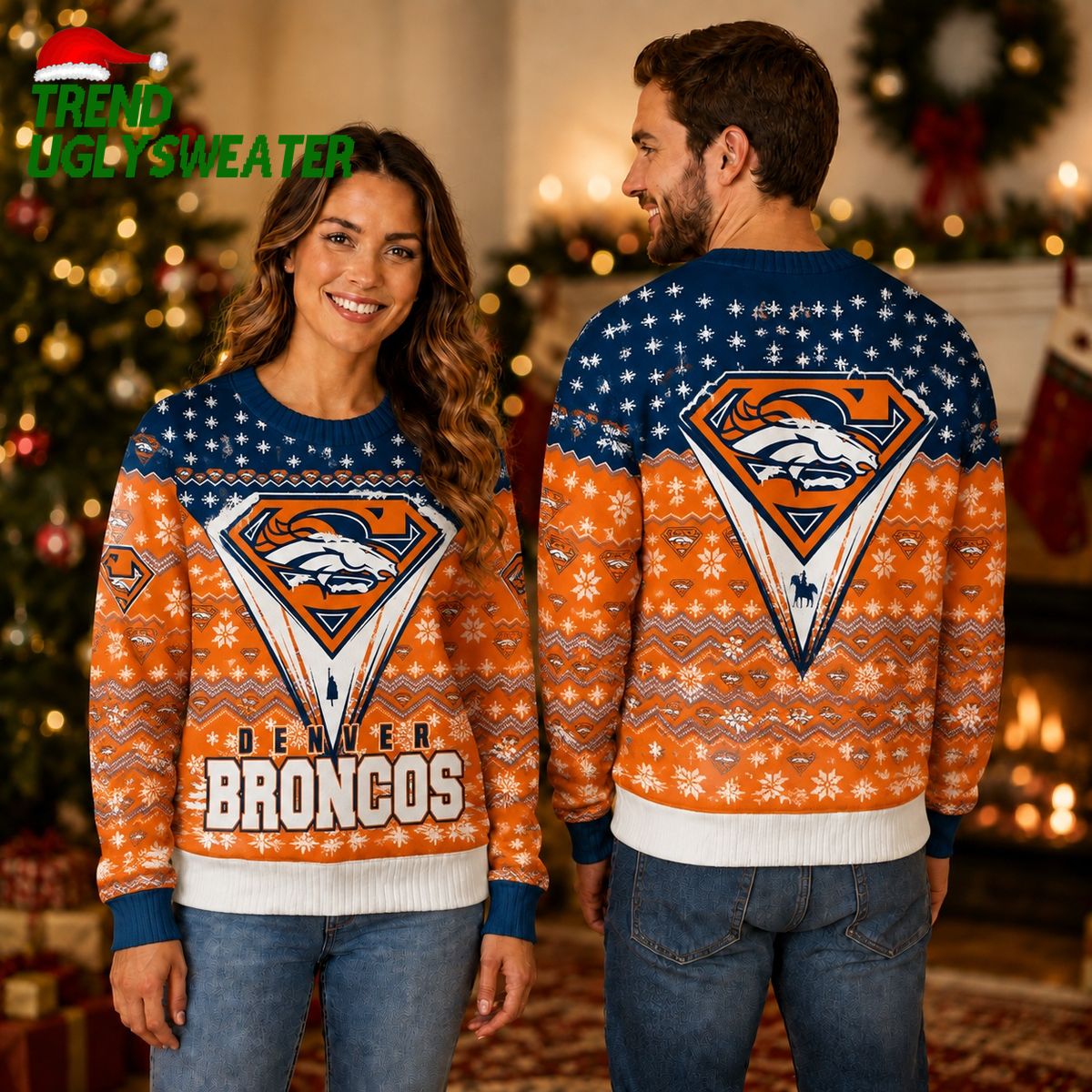 Denver Broncos Superman Ugly Christmas Sweater