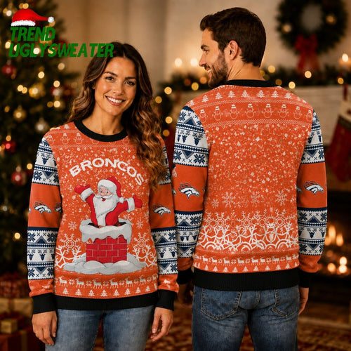 Denver Broncos Ugly Sweater Printed Christmas Funny Santa Claus Show Team Spirit