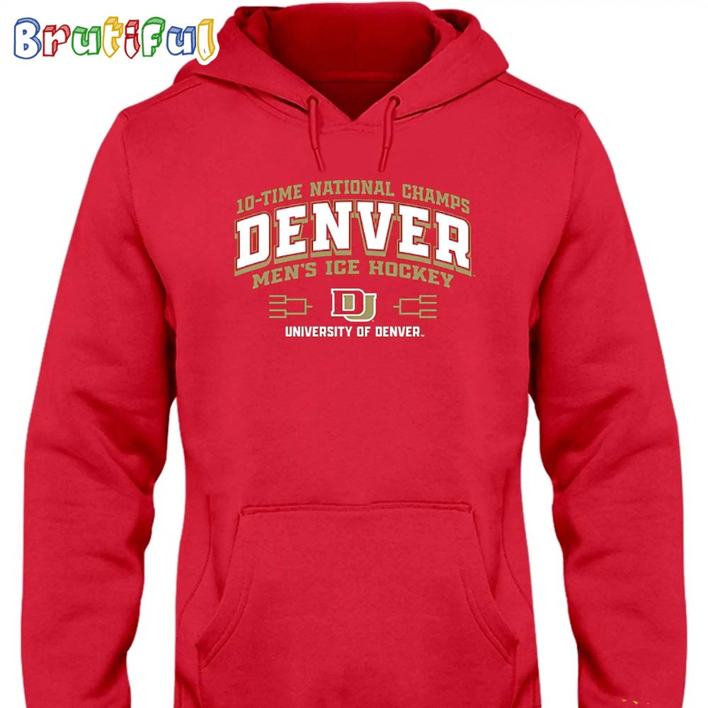 Denver Pioneers 10-Time Ncaa Men’s Ice Hockey National Champions Banner Hoodie