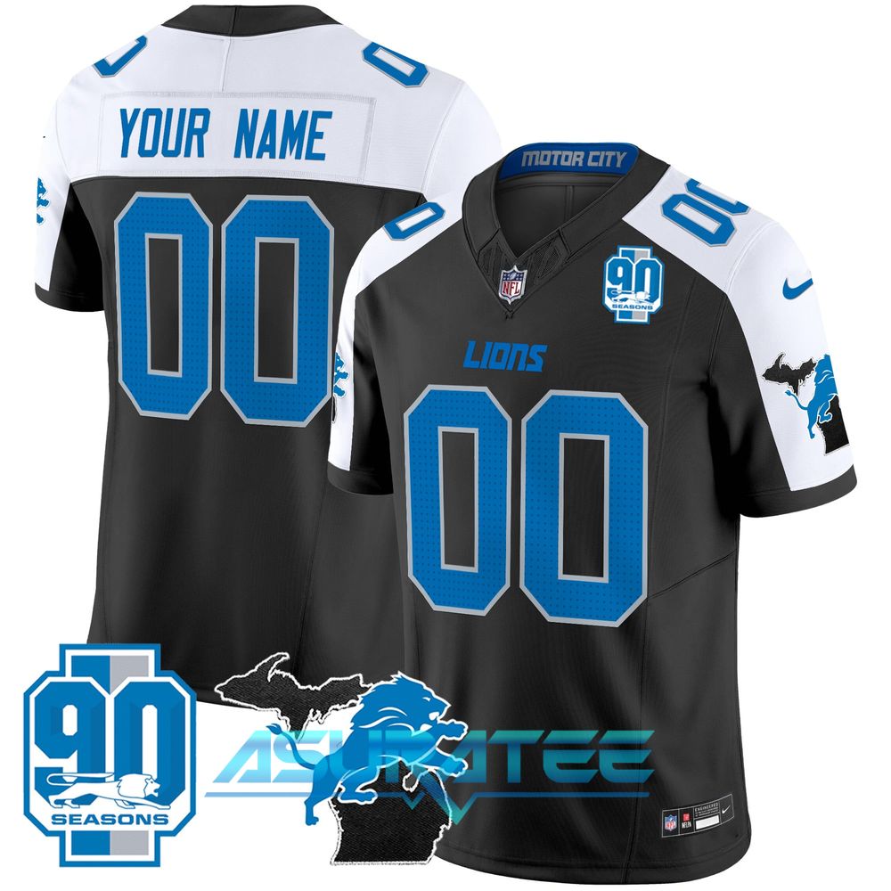 Detroit Lions 2025 Michigan & 90th Year Customized Football Jersey