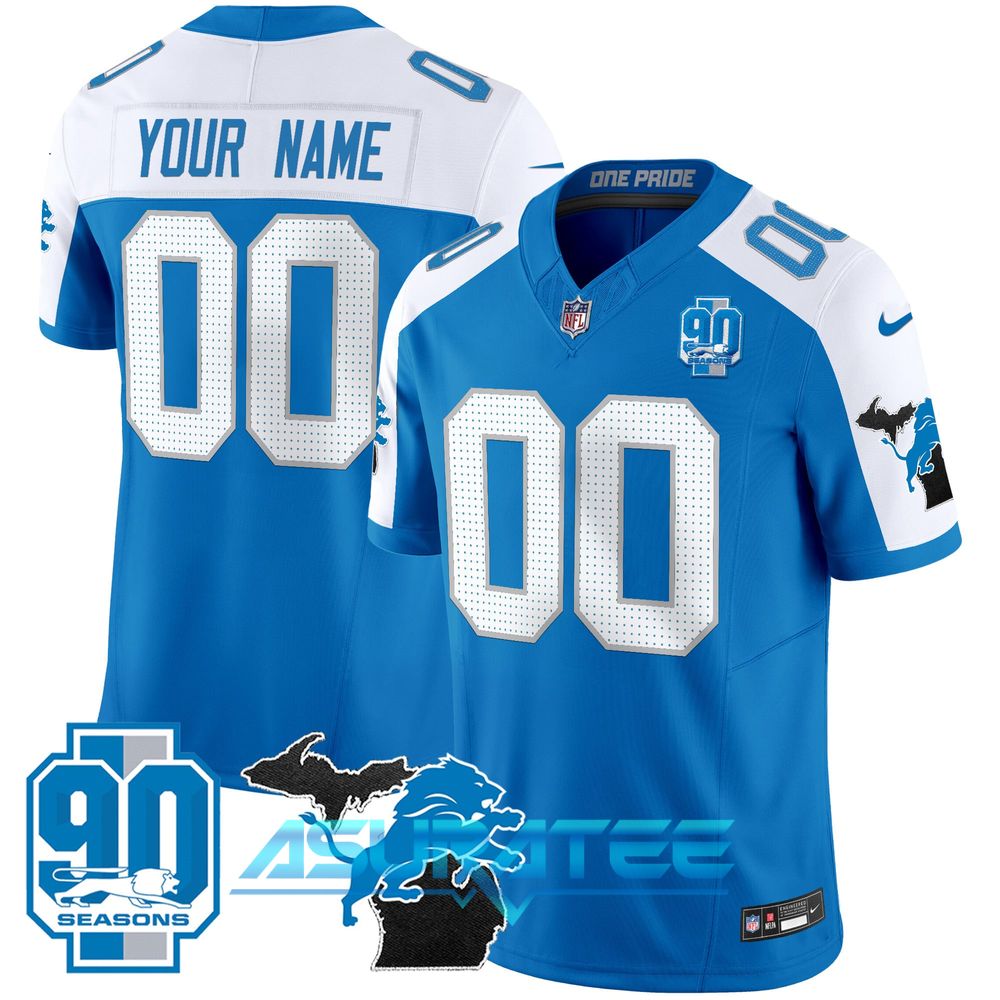 Detroit Lions 2025 Michigan & 90th Year Customized Football Jersey