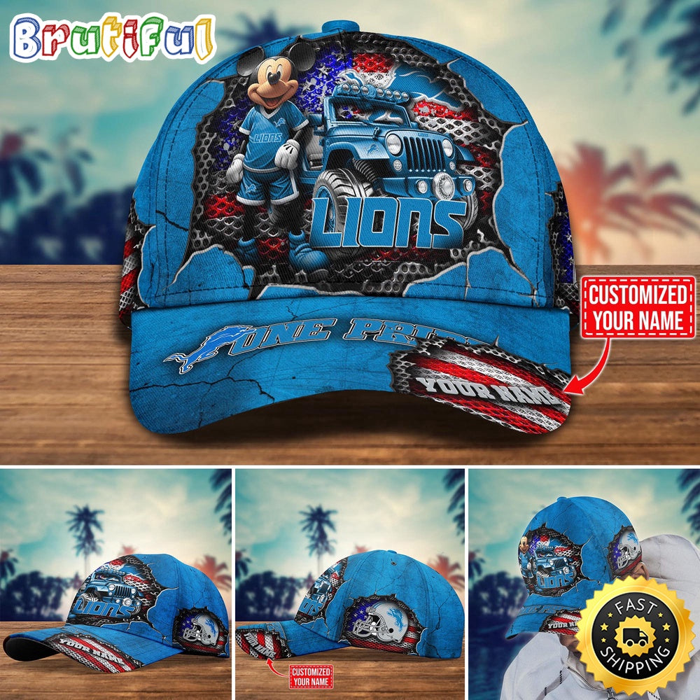 Detroit Lions Baseball Cap Mickey Mouse Customize Cap
