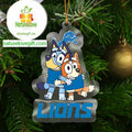 Detroit Lions Bluey And Bingo Acrylic NFL Christmas Tree Decoration Ornament
