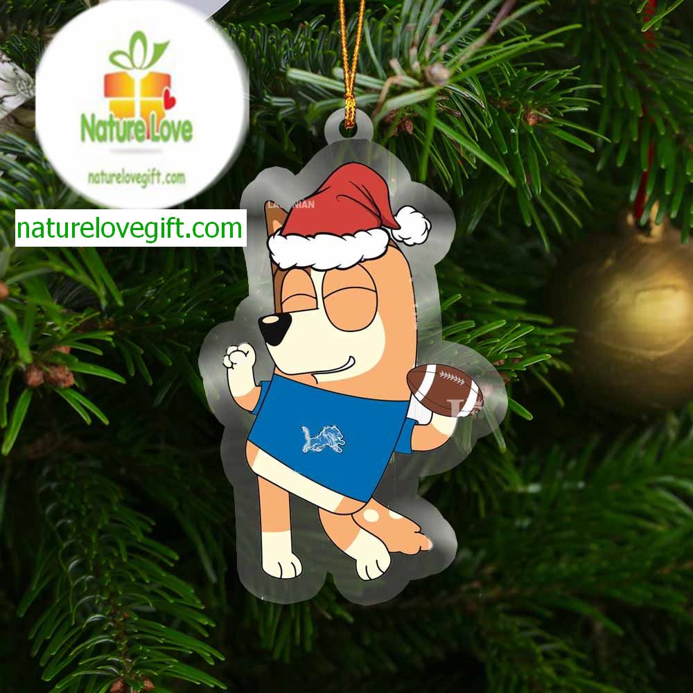 Detroit Lions Bluey Chilli Christmas NFL Acrylic Christmas Tree Decoration Ornament
