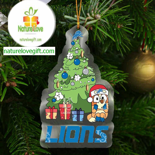 Detroit Lions Bluey Chilli Xmas NFL Acrylic Christmas Tree Decoration Ornament