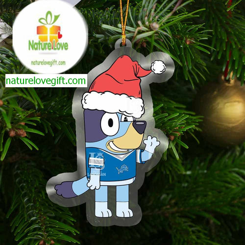 Detroit Lions Bluey NFL Christmas NFL Acrylic Christmas Tree Decoration Ornament