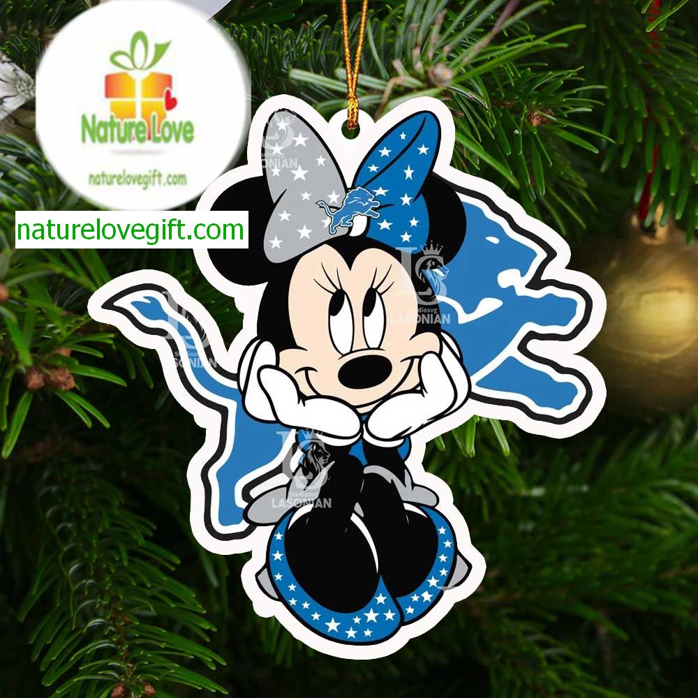 Detroit Lions Cute Minnie Mouse NFL Christmas Tree Decor Ornament