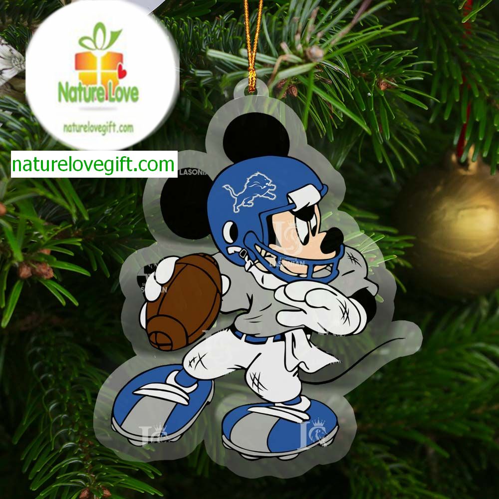 Detroit Lions Disney Mickey Mouse NFL Acrylic Decoration Christmas Tree Ornament