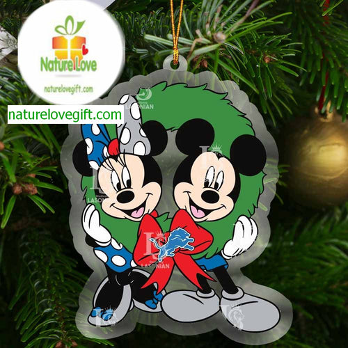 Detroit Lions Mickey Mouse Christmas NFL Acrylic Christmas Tree Decor Ornament