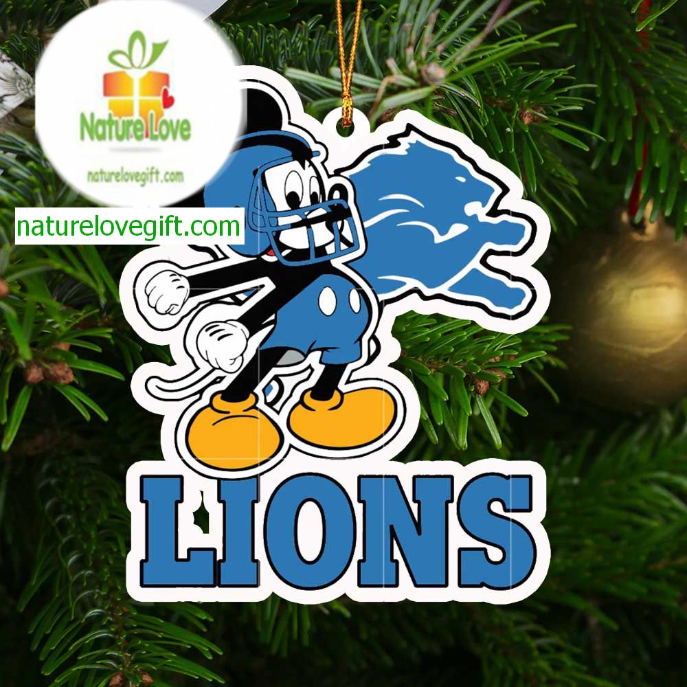 Detroit Lions Mickey Mouse Football NFL Christmas Tree Decor Ornament