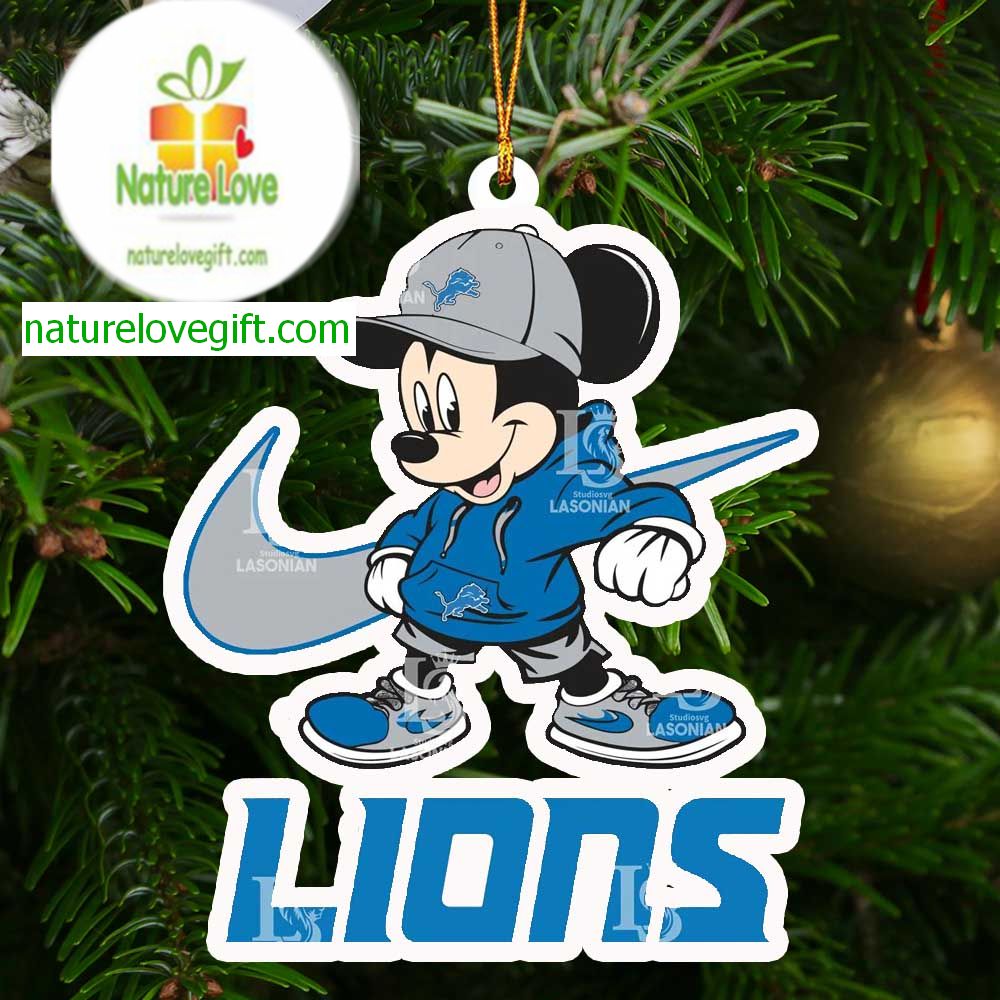 Detroit Lions Mickey Mouse Nike NFL Christmas Tree Decor Ornament