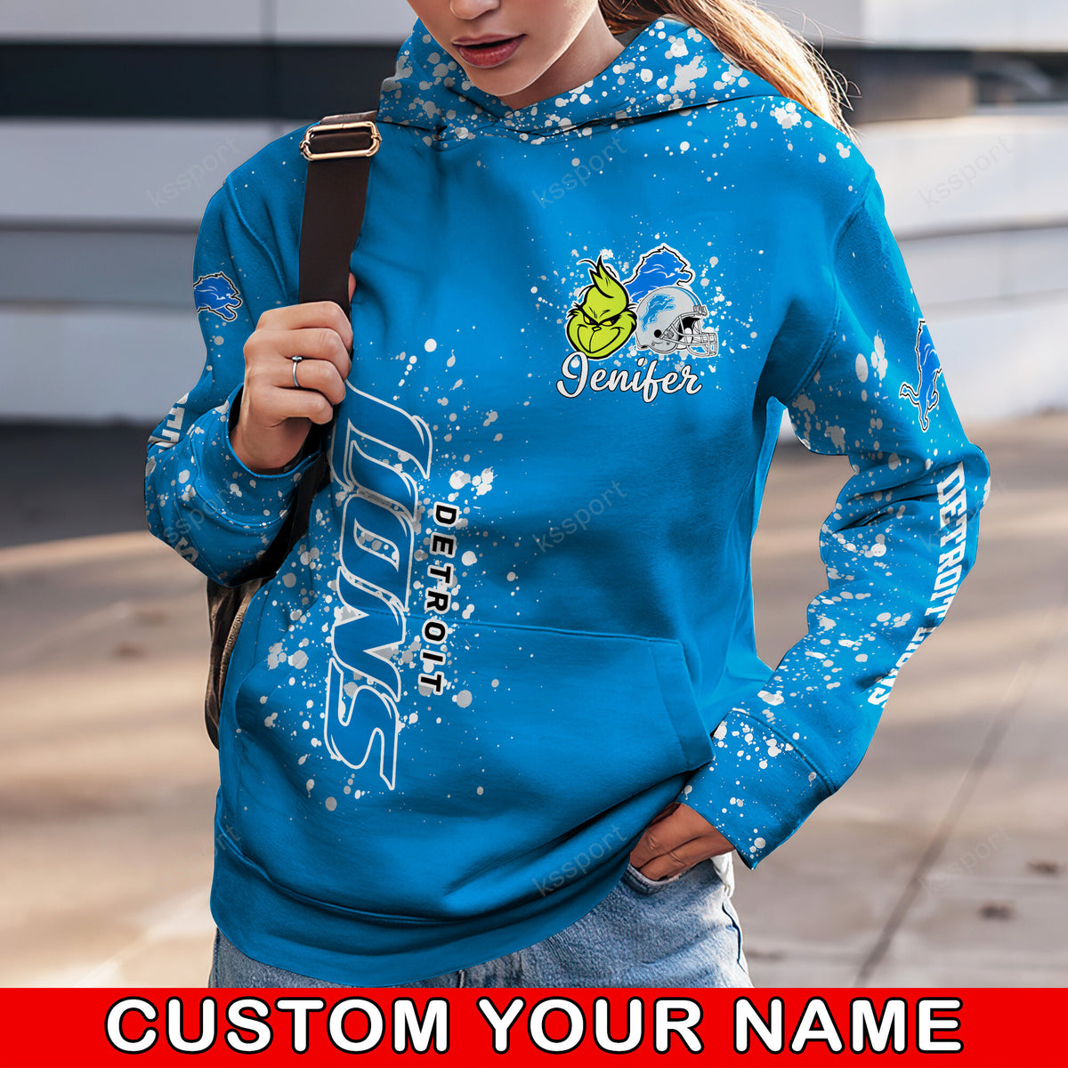 Custom NFL Detroit Lions Hoodie Leggings The Grinch Hoodie Rock Paper Scissors Throat Punch I Win